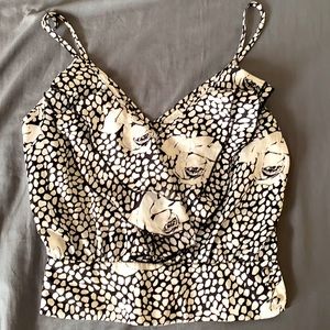 Gorgeous Express B&W floral crop blouse